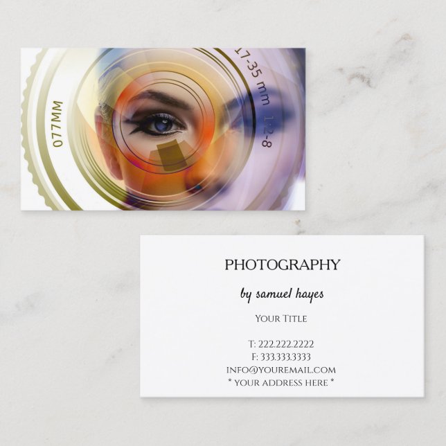 Carte De Visite Photographe minimaliste élégant (Devant / Derrière)