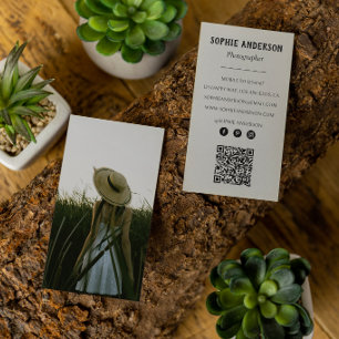 Carte De Visite Photographe Minimaliste Moderne Photo avec Code QR