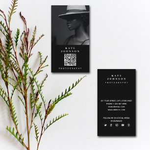 Carte De Visite Photographe minimaliste moderne QR Code médias soc