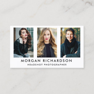 Carte De Visite Photographe moderne de 3 photos blanc