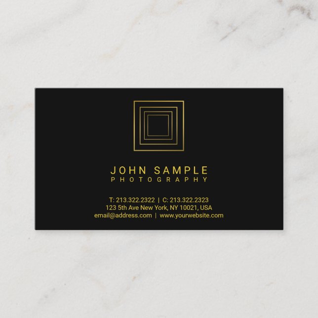 Carte De Visite Photographe Moderne Gold Look Photographie Luxe (Devant)