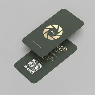 Carte De Visite Photographe moderne Green Gold Lens Photographie