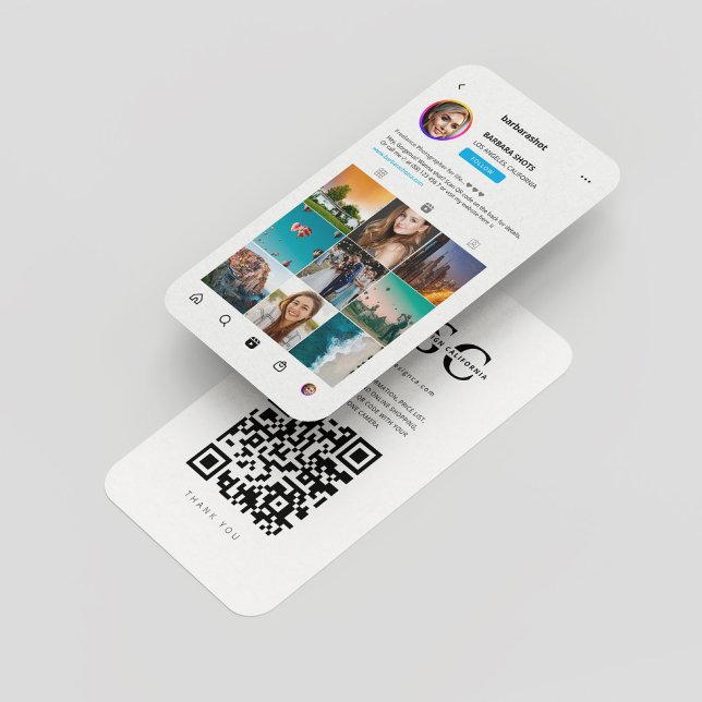 Carte De Visite Photographe moderne Photographie Grille Instagram (Modern Photographer Photography Monogram QR Instagram Inspired Grid)