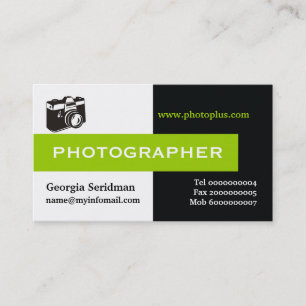 Carte De Visite Photographe noir, blanc, vert accrocheur aux yeux