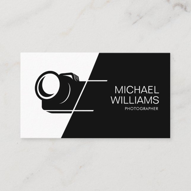 Carte De Visite Photographe noir et blanc minimal (Devant)