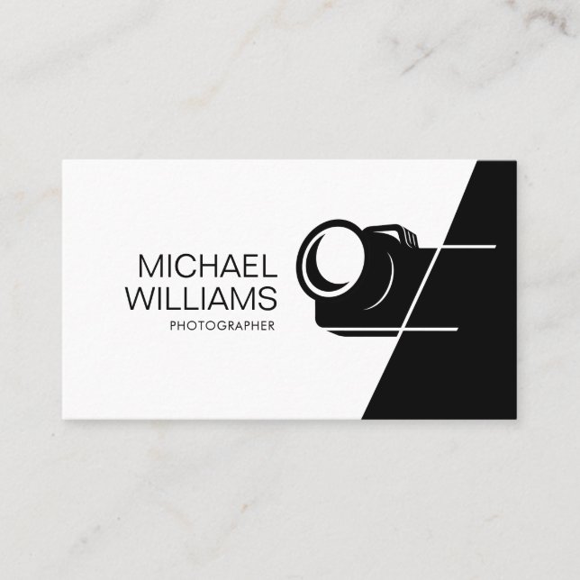 Carte de visite photographe noir et blanc minimal (Devant)