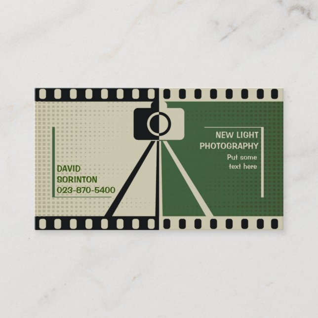 Carte De Visite Photographe photo noir, vert beige (Devant)