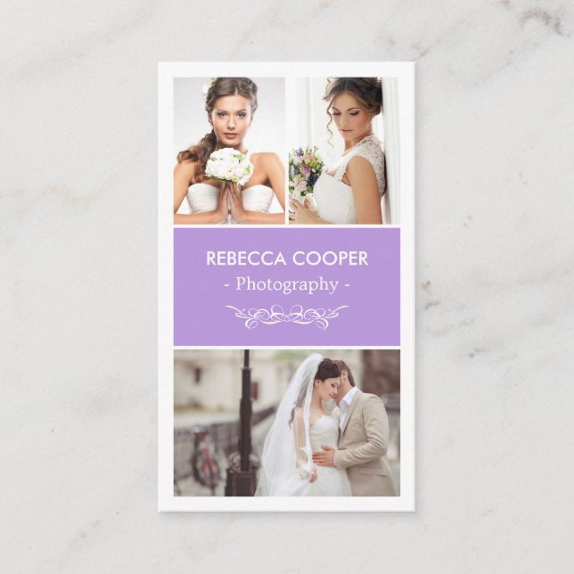 Carte De Visite Photographe Photo Shocase - Lavande Chic Purple (Devant)