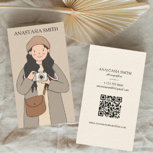 Carte De Visite Photographe Photographe code QR   Moderne Kawaii