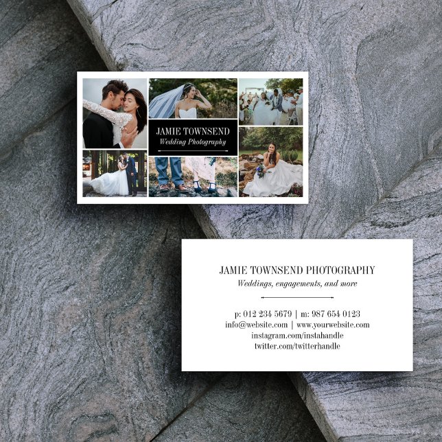 Carte De Visite Photographe professionnel Black Photo Collage (Créateur téléchargé)