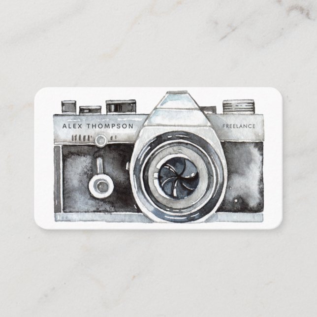 Carte De Visite Photographe professionnel de caméra aquarelle (Devant)