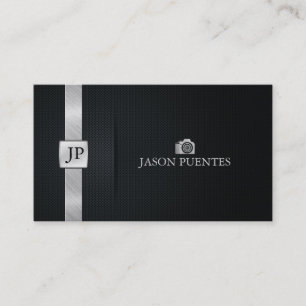 Carte De Visite Photographe professionnel noir et argenté élégant