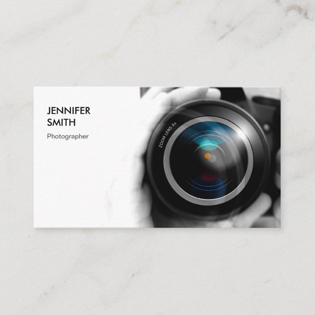 Carte De Visite Photographe tout simplement noir et blanc Lens de  (Devant)