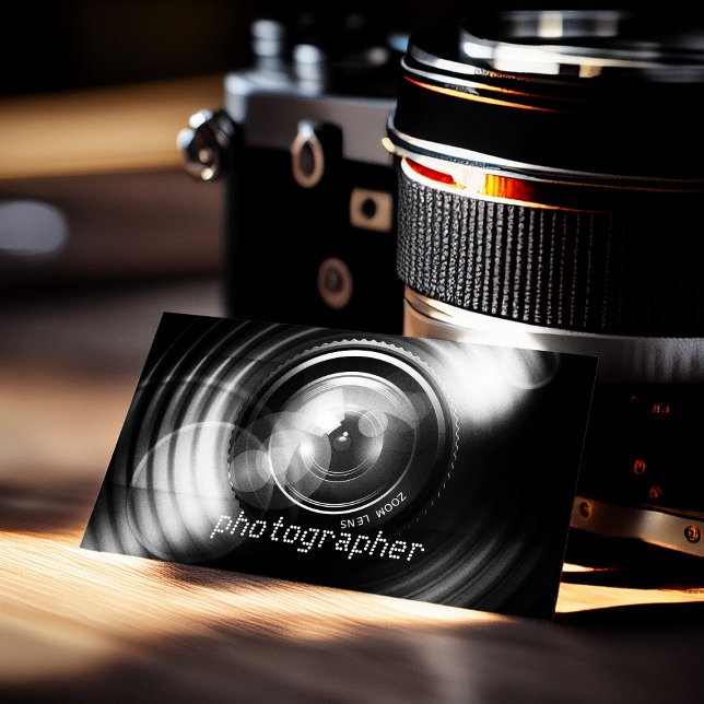 Carte De Visite Photographe tout simplement noir et blanc Lens de  (Créateur téléchargé)