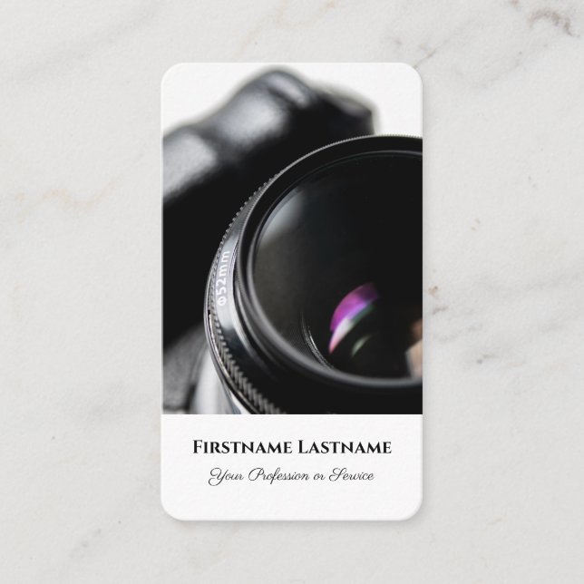 Carte De Visite Photographes Vidéographes DSLR lentilles de caméra (Devant)