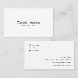 Carte De Visite Photographie blanche et noire de marque personnali