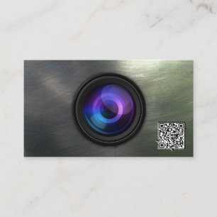 Carte De Visite Photographie Caméra en acier métallique QR Code