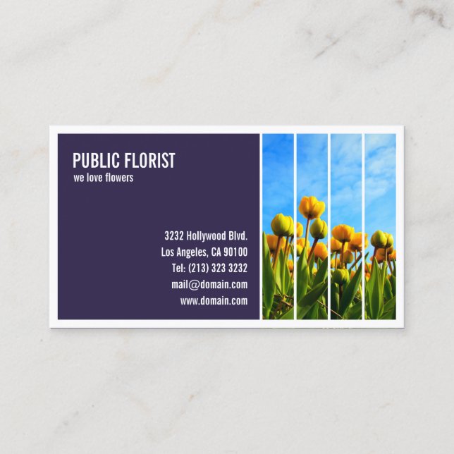 Carte De Visite Photographie Carrelée Fleuriste Boutique (Devant)