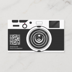 Carte De Visite Photographie créative en noir et blanc Code Qr