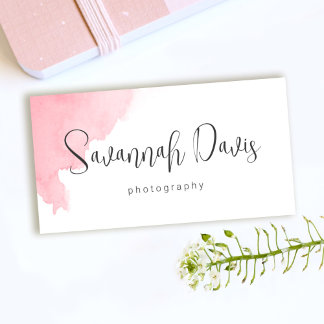 Carte De Visite Photographie d'aquarelle rose moderne