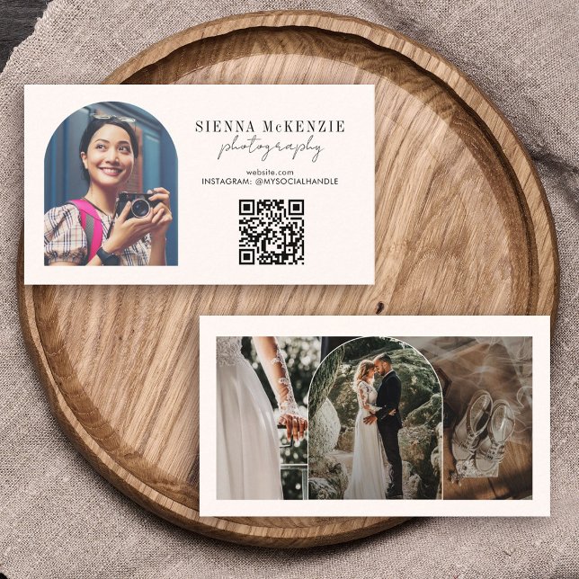 Carte De Visite Photographie d'arc moderne Code QR professionnel (Créateur téléchargé)