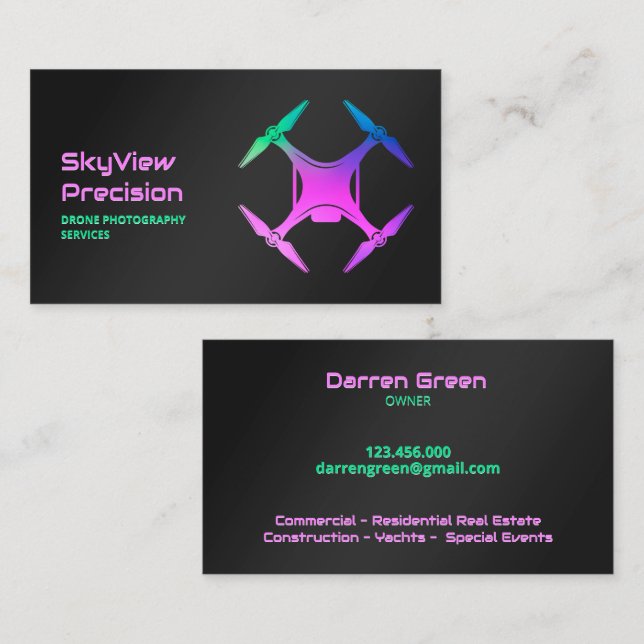 Carte De Visite Photographie de drone aérien (Devant / Derrière)