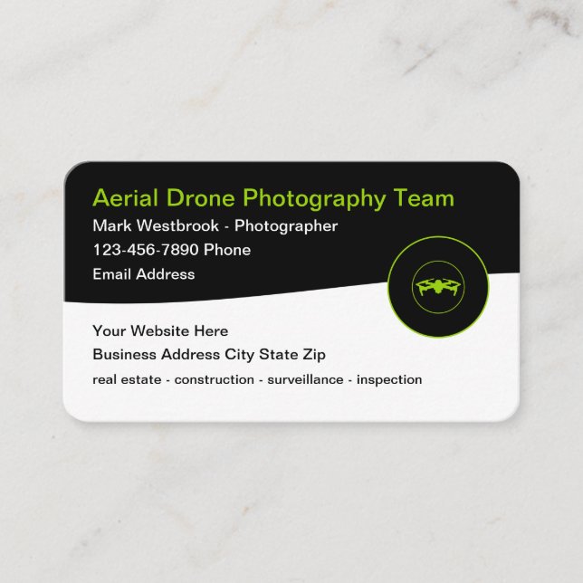 Carte De Visite Photographie de drone aérien moderne Nouveaux Cart (Devant)