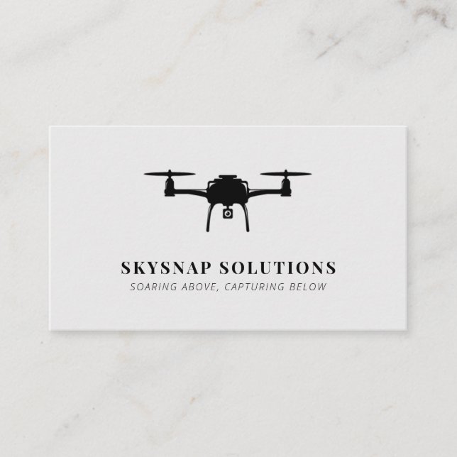 Carte De Visite Photographie de drone aérien Vidéographie gris mod (Devant)