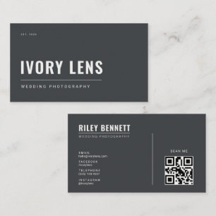 Carte De Visite Photographie de Mariage Minimaliste Forge Gray