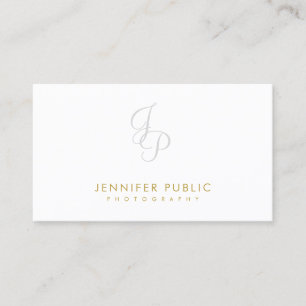 Carte De Visite Photographie Élégant Monogram Plain Gold Texte Coo