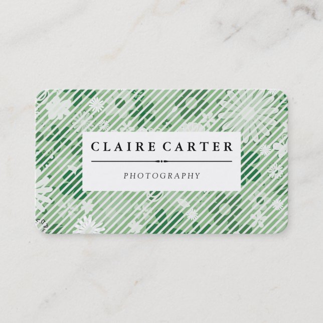 Carte De Visite Photographie Floral Diagonal Stripes (Devant)