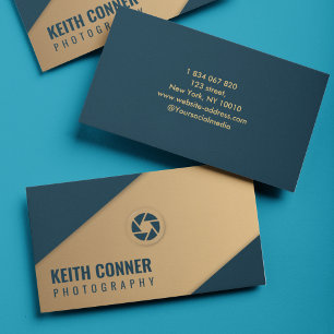 Carte De Visite Photographie Géométrique Or Bleu Marine Photograph