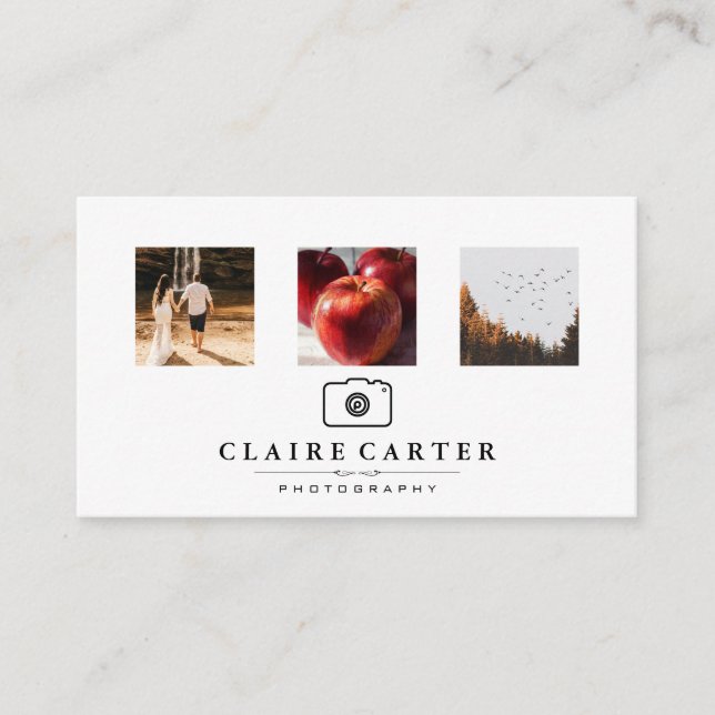 Carte De Visite Photographie | Logo de l'appareil photo (Devant)