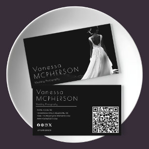 Carte De Visite Photographie Mariage noir et blanc élégant