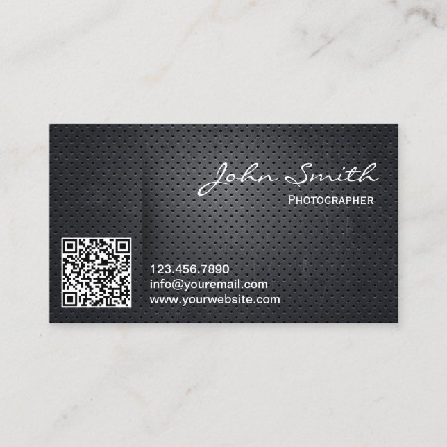 Carte De Visite Photographie Metal QR Code Photographe (Devant)