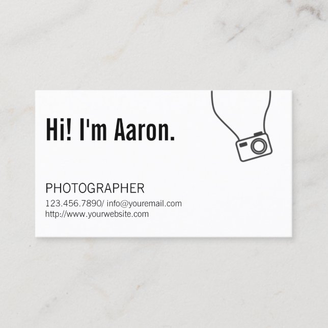 Carte De Visite Photographie minimale d'appareil-photo (Devant)