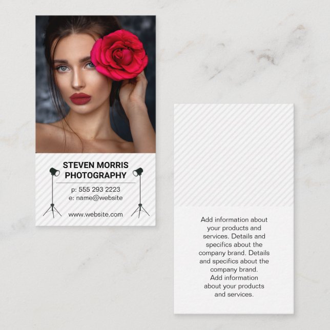 Carte De Visite Photographie | Modèle avec Rose | Ajouter une phot (Devant / Derrière)
