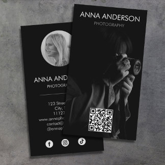 Carte De Visite Photographie Moderne Code QR vertical médias socia