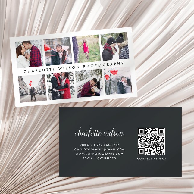 Carte De Visite Photographie moderne Collage de code QR Photograph (Créateur téléchargé)