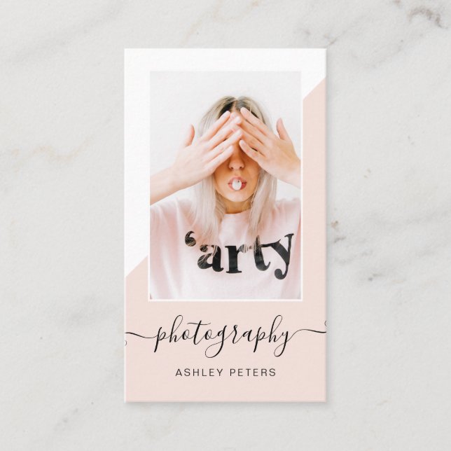 Carte De Visite Photographie moderne noir rose bloc photo (Devant)