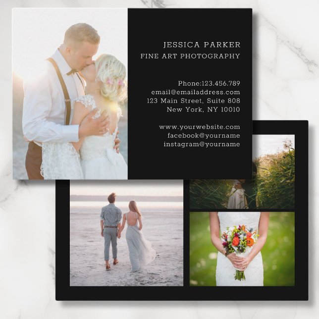 Carte De Visite Photographie personnalisable (Customer specific 4 photo photography business card)