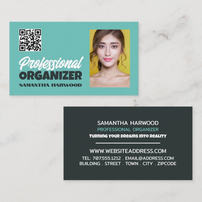 Carte De Visite Photographie personnalisée, organisateur professio (Devant / Derrière)