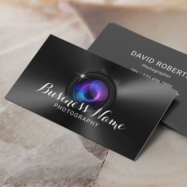 Carte De Visite Photographie professionnelle Caméra Lens Faux Meta (Créateur téléchargé)