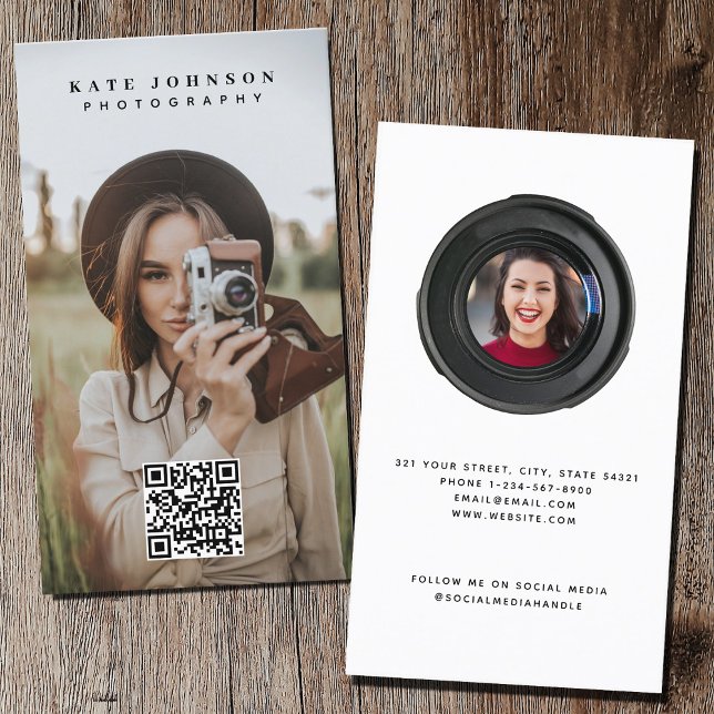 Carte De Visite Photographie professionnelle QR Code Médias sociau (Créateur téléchargé)