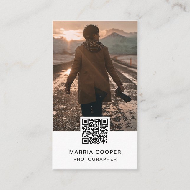 Carte De Visite Photographie QR Code Social Media Photo (Devant)