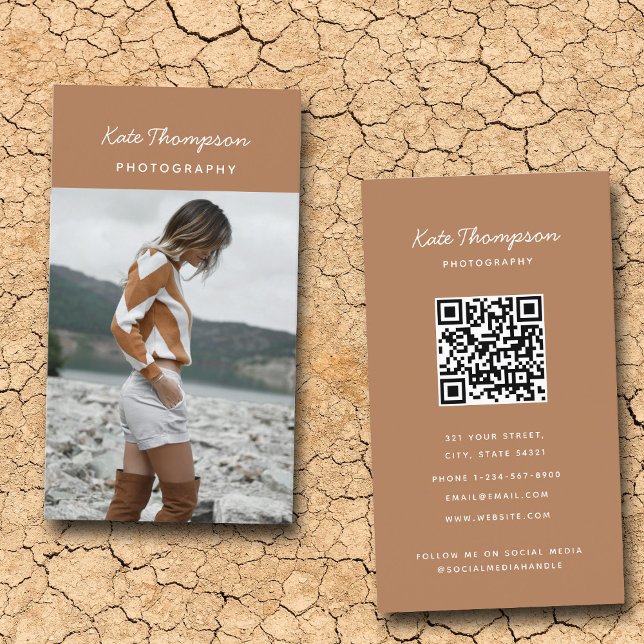 Carte De Visite Photographie simple et élégante Terracotta (Créateur téléchargé)
