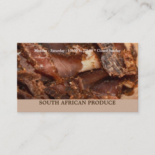 Carte De Visite Photographie traitée saccadée sèche de biltong de (Devant)