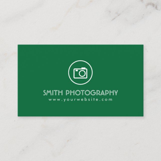 Carte De Visite Photographie verte moderne minimale (Devant)
