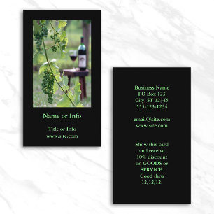 Carte De Visite Photographie verticale de vin dans un vignoble