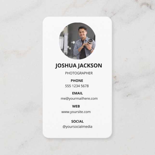 Carte De Visite Photography Modern Minimal Simple Photo (Devant)